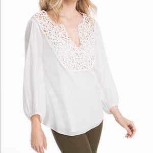 WHBM LASER-CUT COTTON-BLEND BLOUSE